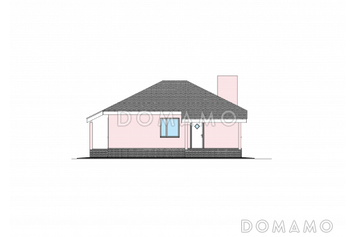 Проект одноэтажного дома с террасами и верандой, кухней-столовой, двумя спальнями / Фасад 4