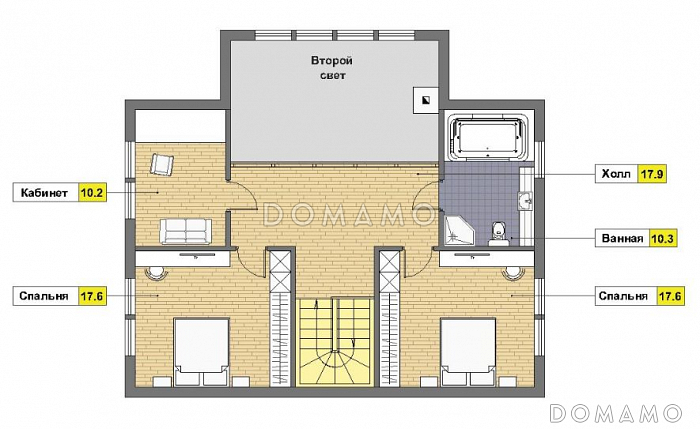 Проект кирпичного дома с навесом для машины / План мансардного этажа