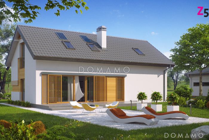 Проект одноэтажного дома с мансардным этажом из газобетона с четырьмя спальнями, кабинетом и и гаражом