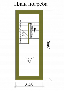 Проект двухэтажного дома с погребом, сауной, террасой и балконом / План цокольного этажа