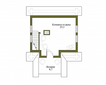 Проект бани с мансардой и подвалом / План мансардного этажа