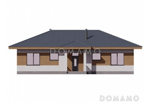Проект одноэтажного дома из газобетона с мастер-спальней, кладовой и кабинетом / Фасад 1