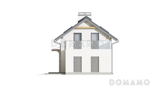 Проект мансардного одноэтажного дома из кирпича с тремя спальнями, гаражом и террасой над ним / Фасад 4