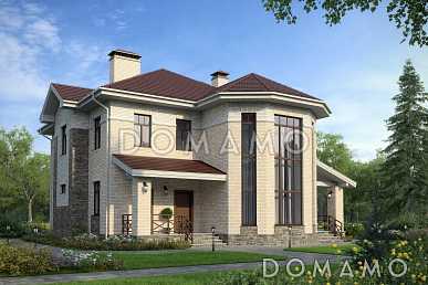 Проект дома с эркером, вторым светом, гостевой, крытой террасой