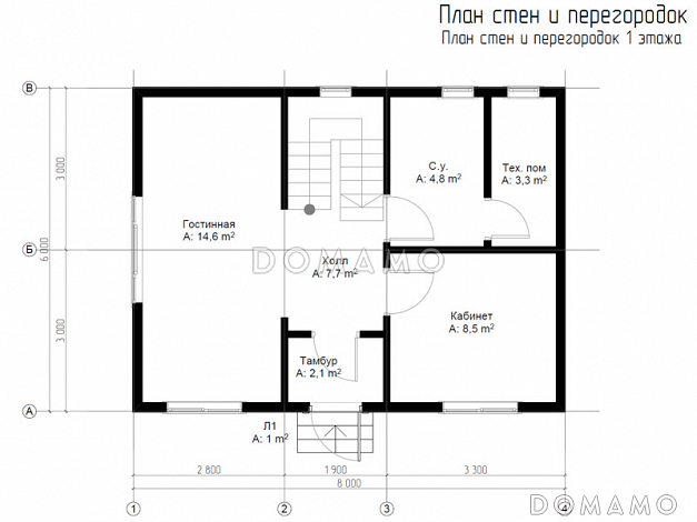 Каркасный дом "Моррис" / План 1 этажа
