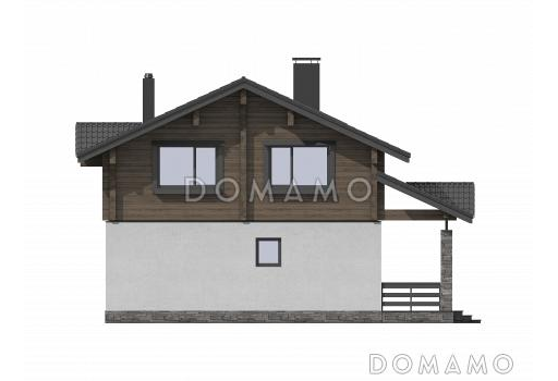 Проект двухэтажного дома в стиле шале из газобетона и бруса / Фасад 4