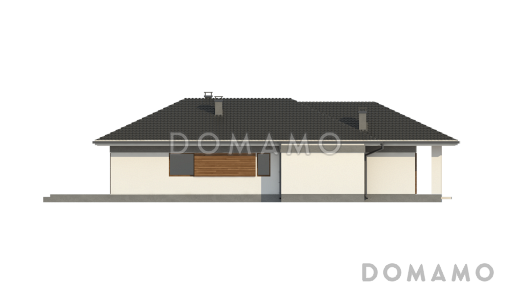 Проект комфортного одноэтажного дома из газобетона с тремя спальнями / Фасад 4