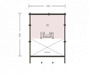 Проект дома из клееного бруса с большим холлом на мансардном этаже / План мансардного этажа