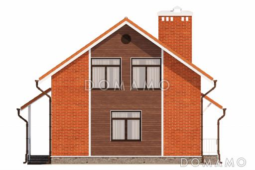 Проект компактного дома из пеноблоков с мансардой / Фасад 2