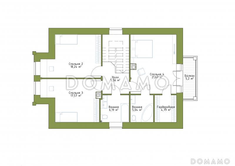 Проект небольшого особняка в классическом стиле из СИП панелей / План мансардного этажа
