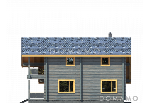 Проект комфортабельного дома из бруса с гаражом и изящной террасой / Фасад 2