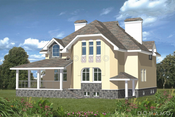 Проект коттеджа с встроенным гаражом