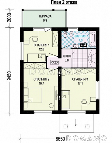 Проект современного экономичного загородного дома из газобетона с элементами финского стиля / План 2 этажа