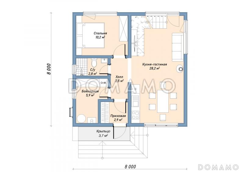 Каркасный дом "Нобель" / План 1 этажа