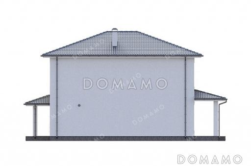 Проект двухэтажного дома простой формы с вальмовой кровлей, удобной планировкой и большими окнами / Фасад 1