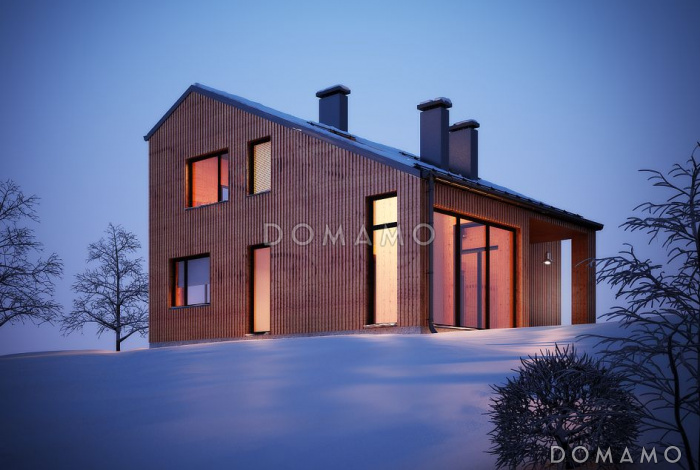 Проект дома из пеноблоков с необычной отделкой