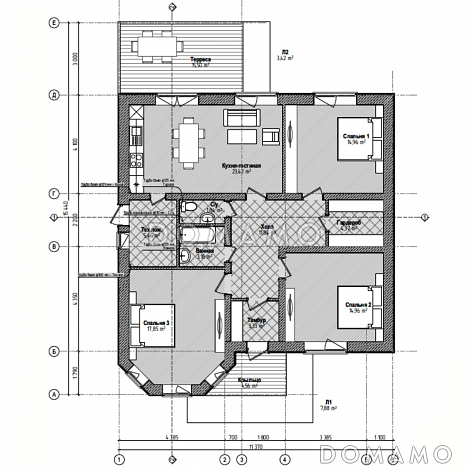 Каркасный дом "Хатчинс" / План 1 этажа