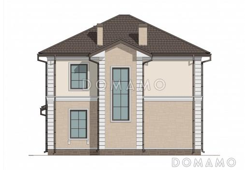 Проект двухэтажного дома с 3 спальнями, гостевой, большой ванной и террасой / Фасад 3