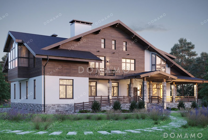 Проект дома с сауной, бассейном и зимним садом