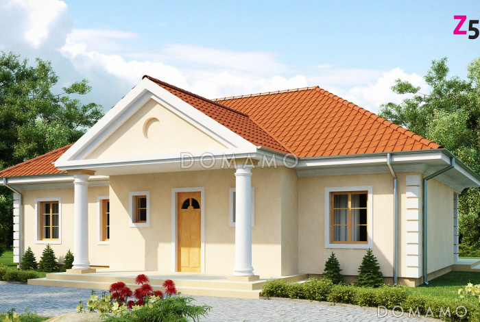 Проект одноэтажного дома из кирпича со свободной планировкой на мансардном этаже