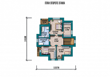 Проект одноэтажного дома с мансардой и просторной террасой / План мансардного этажа