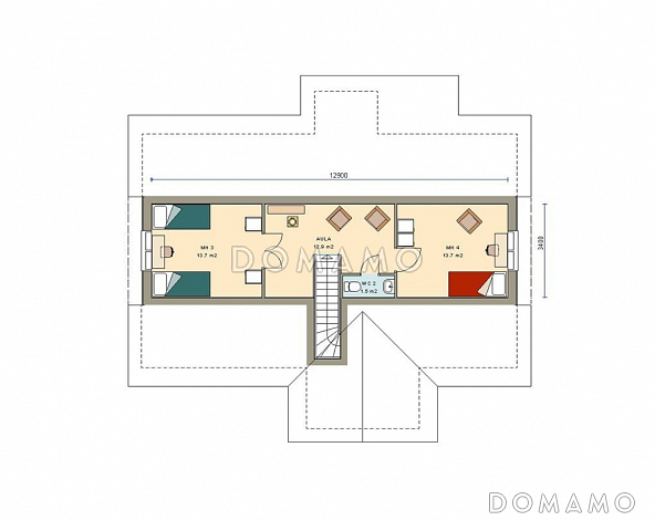 Проект каркасного дома / План мансардного этажа