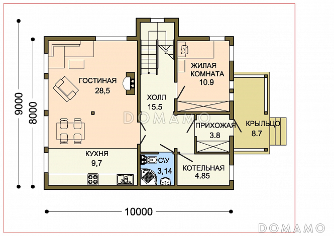 Проект небольшого каркасного дачного дома с утеплением  / План цокольного этажа
