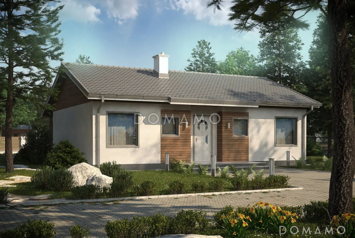 Проект одноэтажного дома из газобетона с 3 спальнями и светлой гостиной