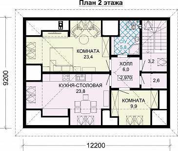 Проект гостевого дома с двойным гаражом / План мансардного этажа