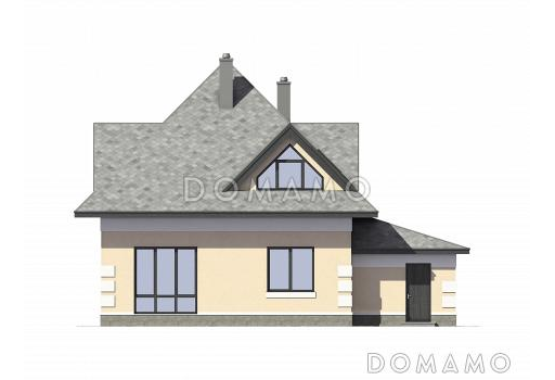 Проект дома из газобетона с мансардным окном / Фасад 3