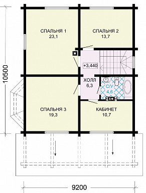 Проект рационально распланированного, уютного дома с тремя просторными спальнями и личным кабинетом / План мансардного этажа