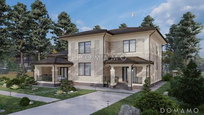 Проект большого дома с 5 спальнями, кабинетом и просторной гостиной