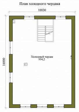 Проект трехэтажного кирпичного дома с пятью спальнями, холодным чердаком и подвалом / План 3 этажа