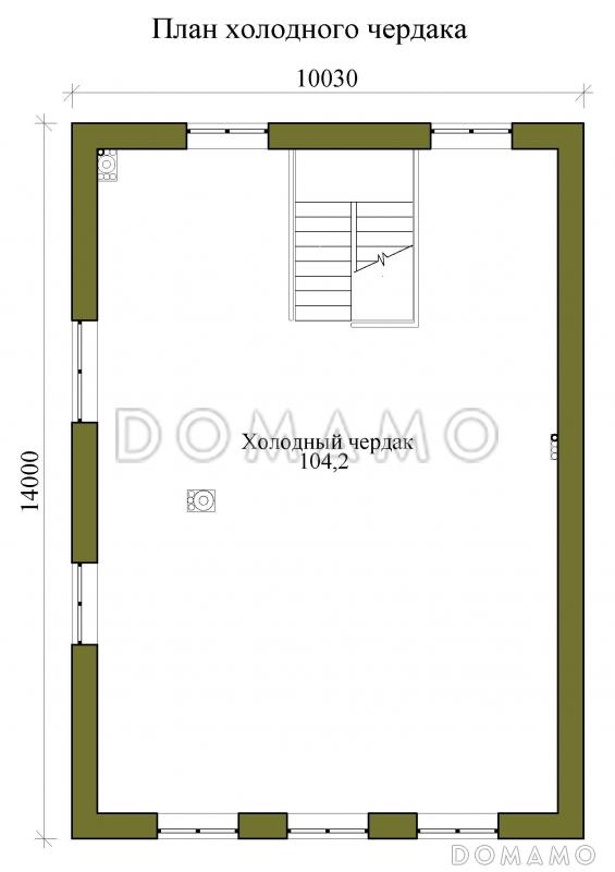 Проект трехэтажного кирпичного дома с пятью спальнями, холодным чердаком и подвалом / План 3 этажа