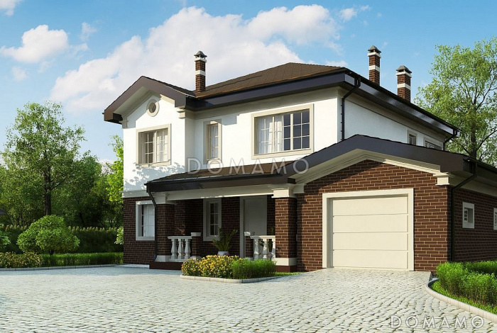 Проект двухэтажного дома из газобетона с четырьмя спальнями и гаражом, адаптированный для строительства в сейсмоопасных районах 