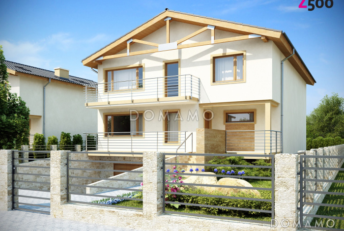 Проект большого двухэтажного дома из кирпича с цокольным этажом и подземным гаражом