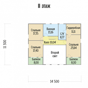 Проект дома из клееного бруса с кабинетом на первом этаже / План мансардного этажа