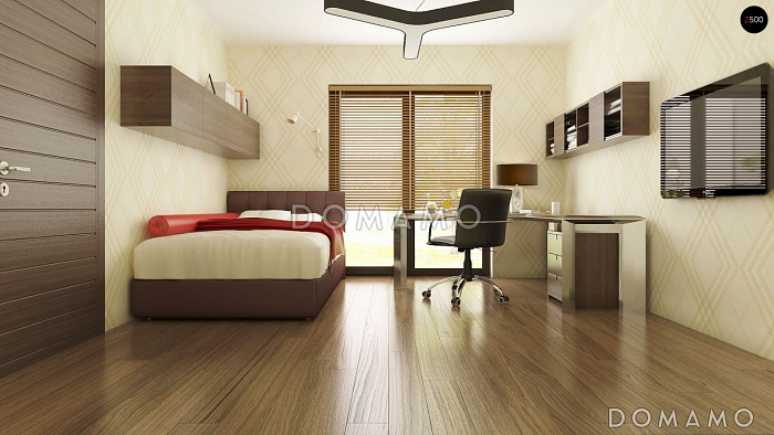 Проект просторного современного одноэтажного дома из кирпича с четырьмя спальнями