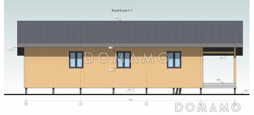 Проект каркасного дома с открытой планировкой и большой террасой / Фасад 2