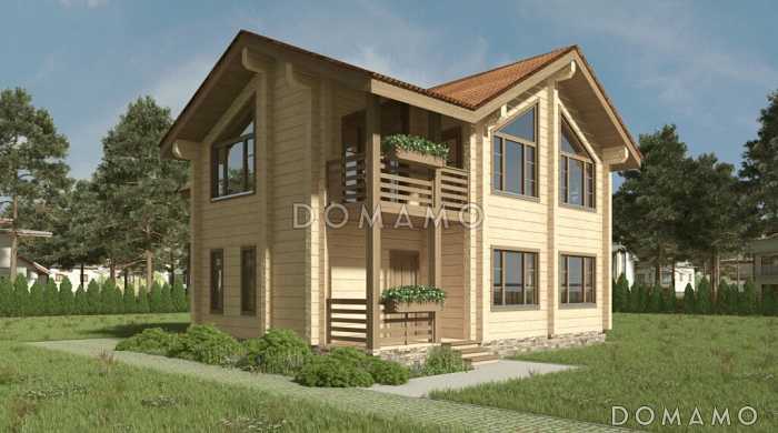 Проект деревянного дома из клееного бруса с большой туалетной комнатой