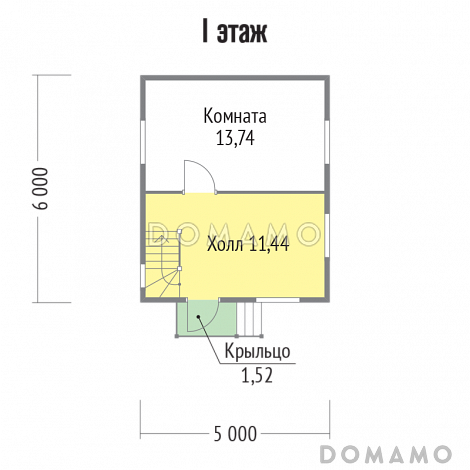 Проект классического дома с крыльцом из бруса / План 1 этажа