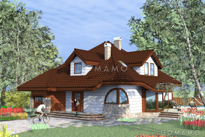 Проект коттеджа с необычными окнами