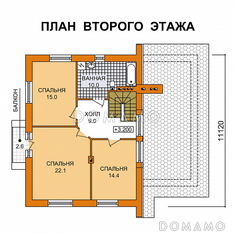 Проект дома из пеноблоков с выразительным дизайном фасадов / План мансардного этажа