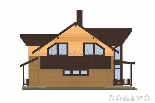 Проект дома из пеноблоков с эркером и гаражом для одной машины / Фасад 2