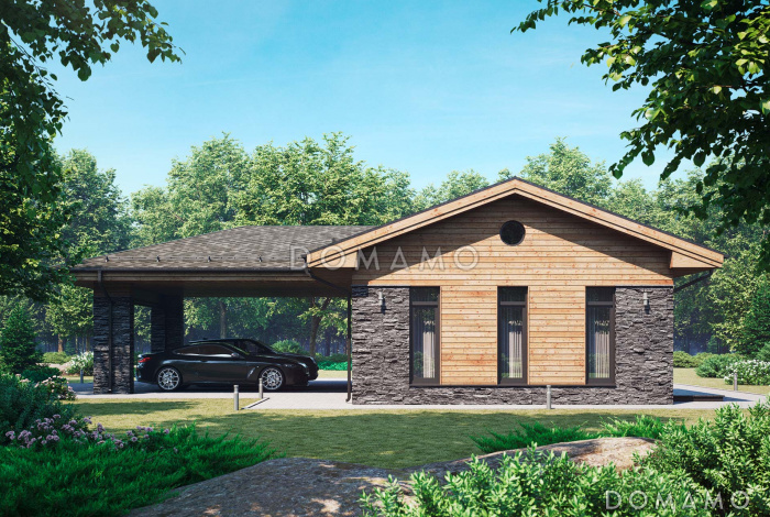 Проект хозблока с мастерской и навесом для двух машин