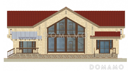 Проект дома из клееного бруса с эркером / Фасад 1