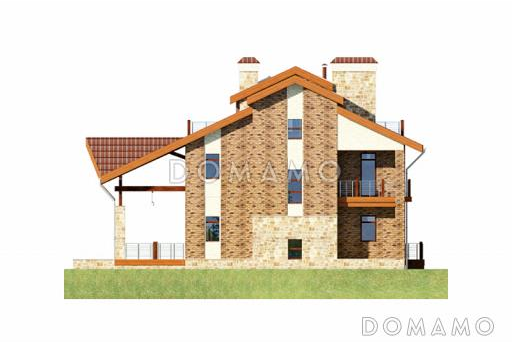 Проект дома из кирпича для неровных участков / Фасад 3