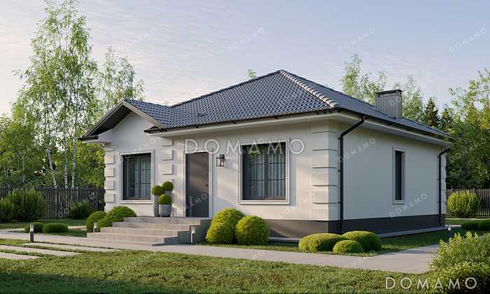 Проект небольшого дома с тремя спальнями и кухней