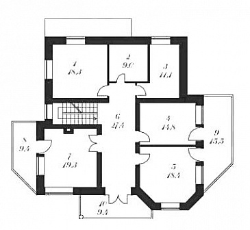 Проект двухэтажного дома с сауной, бильярдной и тренажерным залом / План 2 этажа