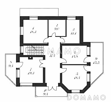 Проект двухэтажного дома с сауной, бильярдной и тренажерным залом / План 2 этажа